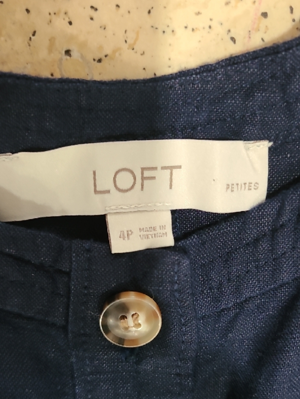 LOFT Navy Button-Front Mini Dress - Picture 3 of 8